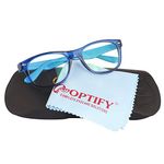 Optify® Blue Light Blocking Glasses for Kid Wayfare UV Protection Computer Eyewear Zero Power Lens Age 5-12 Years(Blue)