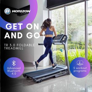 Horizon Fitness TR3.0 Folding Treadmill – Bluetooth, Incline, 127x40.6cm Deck