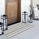 Black and White Striped Outdoor Rug