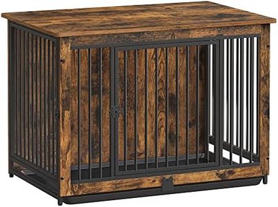 Feandrea Dog Crate Furniture, 38 Inches Dog Kennel for Dogs up to 70 lb, with Removable Tray, Heavy-Duty Dog Cage End Table, Double Doors Dog House, Rustic Brown UPFC013X01