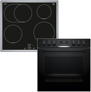 Bosch HND615LS62 Einbauherd-Set, Bestehend aus HEG517BB4 Herd, 60 x 60 cm, 3D Heißluft, Hydrolyse, LED Display, Pizzastufe & NIF645CB5E Induktionskochfeld, Bräterzone, Edelstahlrahmen