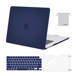 MOSISO Compatible with MacBook Air 15 inch Case 2023 2024 Release M3 A3114 M2 A2941 with Liquid Retina Display&Touch ID, Plastic Hard Shell&Keyboard Cover&Screen Protector&Storage Bag, Navy Blue