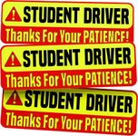 ASSURED SIGNS Student Driver Magnet Sign For Car - LARGE 3.25" by 9.75" - 3 Pack - Essential Magnetic Student Driver Sticker Signs for Bumper - Bright Yellow & Reflective Road Safety Sign for Learners