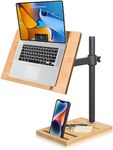 wishacc Laptop Stand, Ergonomic Aluminum Height Adjustable Computer Stand Laptop Riser Bamboo Wood Holder for Desk, Compatible with MacBook Pro/Air, Dell, Lenovo, HP, Samsung, More Laptops 11-19"