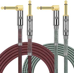 OTraki Cavo Connettore Jack 3 Metri 2 Pz con Standard 1/4 Pollici per Strumenti 6.35mm TS Mono per Chitarra Elettrica Basso Tastiera Amplificatore Trasmissione di Audio