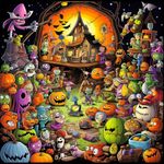 HUADADA Jigsaw Puzzles for Adults 1000 Piece Jigsaw Puzzles for Adults Difficult Challenging Puzzles Gifts Educational Toy Home Decoration (27.56" x 19.67") (Halloween Spooky)