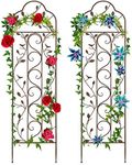 Best Choice Products Set of 2 60x15-inch Iron Arched Garden Trellis w/Branches, Birds for Lawn, Garden, Backyard, Climbing Plants