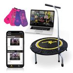 Boogie Bounce Rebounder | Folding & Super-Quiet Rebounder For Adults & Children | Adjustable T-Bar Handle & 20st Weight Limit | Online Workouts & Gripper Socks Included