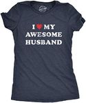 Womens I Love My Awesome Husband Tshirt Cute Relationship Married Tee (Heather Navy) - XL