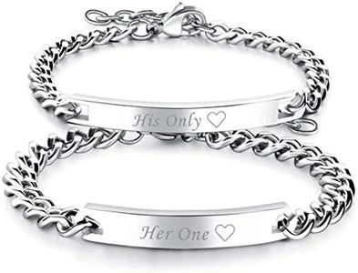 MBSUUH 925 Sterling Silver Custom Name Engraved Couple Bracelets Set, Personalized Name Bar Bracelet Anniversary Presents