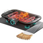 TOMdoxx Barbeque Grill Electric Smokeless Indoor/Outdoor 2000W Grill Portable Adjustable Temperature Control Removable Water Filled Drip Tray (Black)