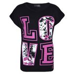 Kids Girls Top Love Splash Print Stylish Fashion T Shirt Top New Age 7 8 9 10 11 12 13 Years Black