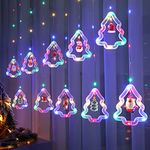 BLOOMWIN Christmas Window Lights, 3m Christmas Curtain Lights USB Xmas Tree Fairy Lights Novelty Window Winter Decorations for Bedroom Indoor Home, Multicolour