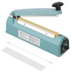 Flexzion 200mm (8") Impulse Sealer (300w)- Manual Plastic Poly Bag Heat Sealing Machine Closer Kit w/Adjustable Timer, Portable with Free Replacement Element Grip and Teflon Tape