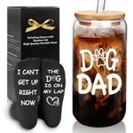 Dog Dad Gifts, Gifts for Dog Lovers, Dog Lover Gifts, Best Dog Dad Gifts, 18OZ Dog Dad Glass Cup and Socks Gifts for Men, Dog Lover Gifts for Men, Dog Dad Socks, Dog Dad Coffee Mug, Gifts for Men