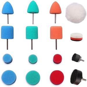 Mini Buffing Polishing Pads, 16Pcs Mini Detail Polisher Pads Use On Rotary Tools,Cordless Electric Drill, Mini Polisher Tool for Tight Area Detailing Polishing Waxing and Sealing Glaze -HTDEPMIXUS