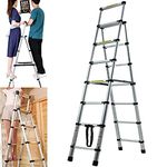 Home Ladder 7 Step Ladder Aluminium Heavy Duty Telescopic Stepladder Indoor Folding Stepladder Max 150kg Capacity