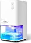 Dehumidifiers for Home Small, Heelay® 1200ML Electric Dehumidifiers with Ultra Quiet Auto Shut off 7 Colorful LED Lights Energy Saving Mini Portable Dehumidifier for Wardrobe Bedroom Closet RV-White