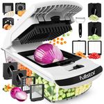 Fullstar (PRO Original Series) Vegetable Chopper & Spiraliser - 9 Stainless Steel Blades - Dicer & Veg Cutter - BPA-Free & Dishwasher Safe (PRO Original 9-in-1, White)