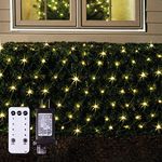POTIVE 12ft x 5ft Net Lights with Remote, 360 LED Plug in Net Lights Outdoor Mesh Lights, 8 Modes Connectable Waterproof Christmas Net Lights for Bushes Tree Wall Halloween Decorations (Warm White)