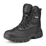 NORTIV 8 Men's Winter Snow Boots Insulated Waterproof Construction Hiking Ankle Boots Rubber Sole Work Casual Shoes,Size 11,Black,160443-M