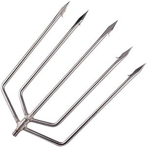 Cyfie Stainless Steel Fishing Gig Gaff Hook with 8mm Screw, Harpoon Hook for Hunting Fish Flounder Frog Gig in Pond River Lake, Capable for Fishing Gaff Gig Pole (5 Prong with 8mm Screw)