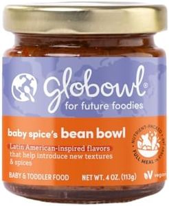 Globowl Stage 3 Baby Food & Toddler Meals, 6+ Months Early Allergen Introduction, Baby Led Weaning, International Whole Food Snacks for Toddlers, Babies, 4 oz Glass Jar, Baby Spice's Bean Bowl