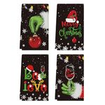 Artoid Mode Believe Xmas Ball Wine Merry Christmas Kitchen Towels Dish Towels, 18x26 Inch Daily Seasonal Winter Decoration Hand Towels Set of 4