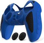 PlayVital Knight Edition Blue & Black Two Tone Anti-Slip Silicone Cover Skin for ps5 Controller, Soft Rubber Case for ps5 Wireless Controller with Thumb Grip Caps