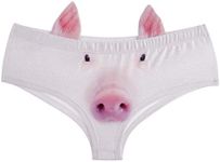 JINKAIJIA Women's Flirty Sexy Funny Naughty 3D Printed Animal Tail Underwears Briefs Gifts With Cute Ears, Pig, Large