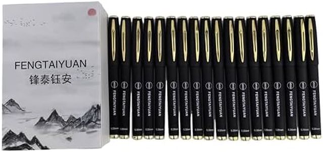 Fengtaiyuan 038P18SS, Gel Ink Roller Ball Pens, Black Ink, Ultra Fine 0.38mm, Writting Pens, Smooth, 18 Count (Black038P18SS)