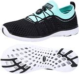 ALEADER Womens Aqua Water Shoes, Summer Tennis Walking Sneakers Black/Cyan/Blue 6 B(M) US