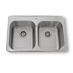 ONEX® Drop-in/Over Mount/Top Mount Double Bowl 31"X20" -8"d Stainless Steel Sink OD3120-8 1H