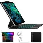 typecase Keyboard Case for iPad Air 13(M4 2026 / M3 2025 / M2 2024) and iPad Pro 12.9 (6/5/4/3 Gen),Magic Keyboard for iPad Pro 12.9,Keyboard Case with Multi-Touch Trackpad, 11 Colors Backlight,Black