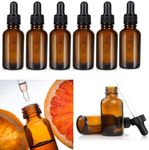 6 Pack Dark Amber Dropper Bottles with Eye Dropper, 100ml/3.4oz Brown Glass Tincture Bottles with Clear Dip Tubes for Essential Oils, Liquids - Leakproof Travel Bottles