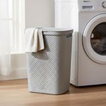 Nilkamal Elegance 58 Litre Laundry Basket with Lid Robust with in-Built Handles for Cloth, Blankets, and Laundry Storage| Ideal for Home, Bedroom and Bathroom