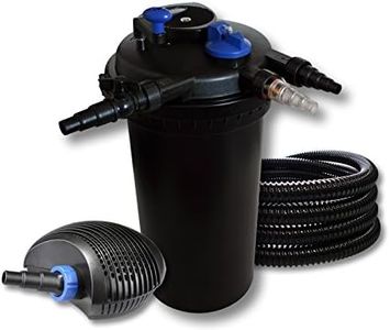 SunSun Kit Complet: CPF-15000 Filtre de Bassin à Pression Jusqu’à 30000 L avec 18 Watt UV-C Lampe UV, CTF-6000 SuperECO Pompe de Filtration 6000l/h 40W, 25m Tuyau 25 mm (1")