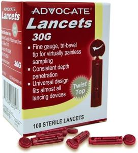 Advocate 30G Sterile Blood Lancets for Dietetic Testing, Add to Universal Lancing Devices, Easy-to-Use Twist Top and Thin Lancets, Essential Diabetic Supplies 100 Count