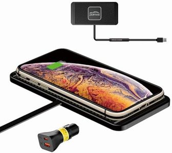 Polmxs Wireless Car Charger, DIY 15W Fast Wireless Charger Pad Non-Slip Wireless Charging Pad Qi Wireless Charger with QC 3.0 Car Charger for Airpods,iPhone 13/12/11/X,Samsung S22/S21/S20 (30CM Cable)