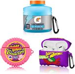 [3Pack]Cute Cover for Airpod Pro/Airpod Pro 2 Case, Sport Water+Purple Potato+Bubble Gum Silicone Case Funny 3D Cartoon Food Design for Girls Boys Kids