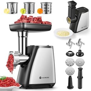 AAOBOSI Meat Grinder, 4-In-1 Meat Grinder Electric [2800W Max] with 3 Slice, Shred Blades,2 Blades,3 Plates,Sausage Stuffer,Kubbe Kit, for Home Kitchen Use, Stainless Steel