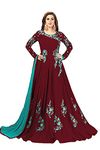 TRENDMALLS Women's Georgette Embroidery Anarkali Suit Set Stitched (UKTM.G41-Maroon-XL)
