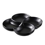 Bruntmor 8.5 inch Modern Set of 2 Decorative Ceramic appetiser, 4-Compartment Serving Plate Tray, Dessert Serving Plates, Black.