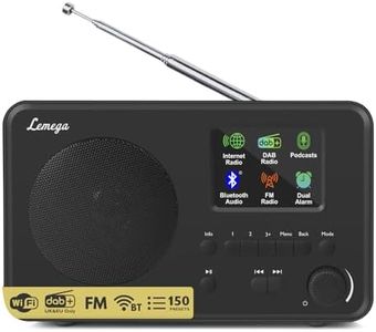 LEMEGA IR1S Internet Radio with Podcast Function & Bluetooth - DAB/DAB+, FM Radio, 150 Station Memory, Radio Alarm Clock, Compact Kitchen Radio with Colour Display, Mains or Battery Operated, Black