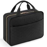 Lifewit Travel Toiletry Bag, Large Hanging Makeup Bag Organizer for Women, Transparent Travel Cosmetic Bag with Hanging Hook for Full Size Bottles, Vacation Essentials, Large, Black