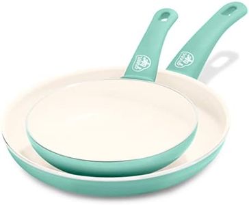 GreenLife Soft Grip Healthy Ceramic Nonstick, Frying Pan Set, 7" and 10", Turquoise