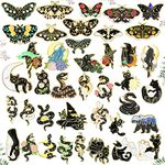 40 Pieces Cute Gold Black Enamel Pins Set Vintage Butterfly Cat Snake Bug Enamel Lapel Pins Horror Cool Crow Brooches Pins Assorted Badges Aesthetic Pins Anime Pins for Backpack Hats Clothes