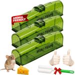 Humane Mouse Traps– 3X Live Catch & Release, Extra-Long, Tail-Safe Dual Doors, No-Kill, Safe for Kids & Pets, Includes Cleaning Brush & Pair of Gloves, Reusable Indoor & Outdoor Mouse Traps By MSR