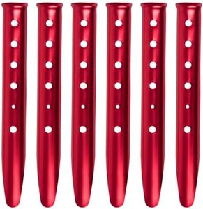 TRIWONDER 6X Snow and Sand Tent Stakes Pegs - Aluminum U-Shaped Tent Pegs Tent Nails Lightweight for Camping Hiking Backpacking (Red - U-Shaped - 13cm)