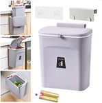 Hanging Trash Can with Lid for Under Sink or Cabinet Door, 2.4 Gallon Kitchen Compost Bin with Inner Bucket, Garbage Can for Cupboard/Bathroom/Bedroom/Office/Camping, Wall Mounted Indoor, Gray